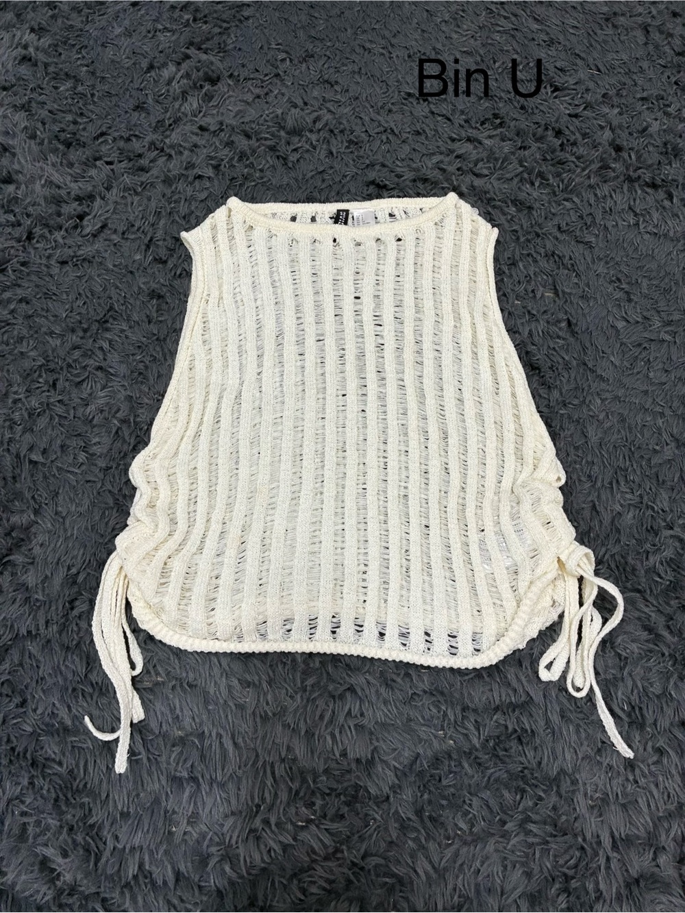 H&M Cream Open-Knit Side-Tie Tank Top
